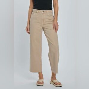 NWOT Hidden Nori High Waist Wide Leg Jean Khaki Pants Sz 29 Raw Fray Hem